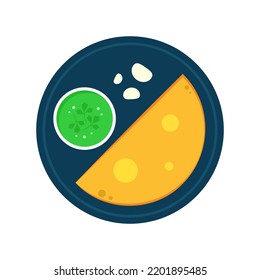 Chapati auf blauem Hintergrund. indischer Lebensmittelvektor. indisches Essen Nan: Vektorgrafik.