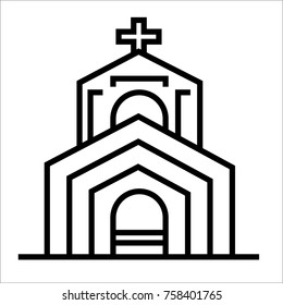 Chapel black & white line art icon