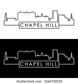 Chapel Hill, NC Skyline. Linear Style. Editable Vector File.