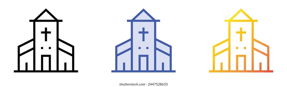 chapel icon. Linear, Blue Fill and Gradient Style Design Isolated On White Background
