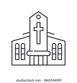 Chapel icon, linear isolated illustration, thin line vector, web design sign, outline concept symbol with editable stroke on white background.