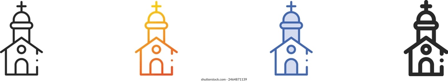 chapel icon.Thin Linear, Gradient, Blue Stroke and bold Style Design Isolated On White Background