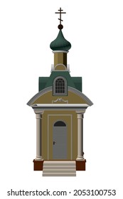 Chapel model isolated on white background. Front view. 3D. Vector illustration