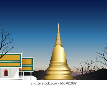 chapel and pagoda in deep forest