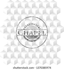 Chapel realistic grey emblem with cube white background