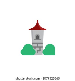 Chapel Tower flat icon, vector sign, colorful pictogram isolated on white. Security tower symbol, logo illustration. Flat style design