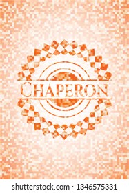 Chaperon abstract orange mosaic emblem