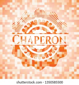 Chaperon abstract orange mosaic emblem