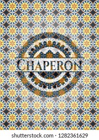 Chaperon arabesque emblem background. arabic decoration.