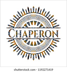 Chaperon arabic badge background. Arabesque decoration.