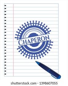 Chaperon draw (pen strokes). Blue ink. Vector Illustration. Detailed.