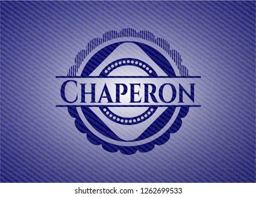 Chaperon emblem with denim high quality background