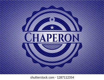 Chaperon emblem with denim high quality background