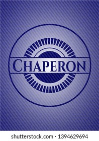 Chaperon emblem with jean background. Vector Illustration. Detailed.