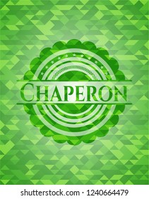 Chaperon green emblem. Mosaic background