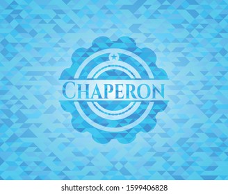 Chaperon light blue emblem. Mosaic background