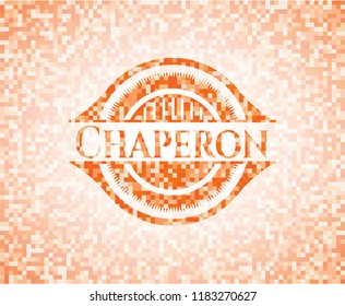 Chaperon orange mosaic emblem with background