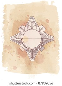 Chapiter- mão desenho esboço composto ordem arquitetural & vintage aquarela fundo