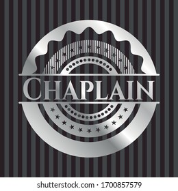 Chaplain silvery shiny emblem. Vector Illustration. Mosaic.