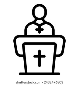 Chaplain speaker icon outline vector. People catholic. Mass priest holy