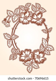 chaplet of flower of brier on a beige background