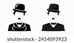 Chaplin Charlie Icon Movie Comedy historical person silhouette vector portrait