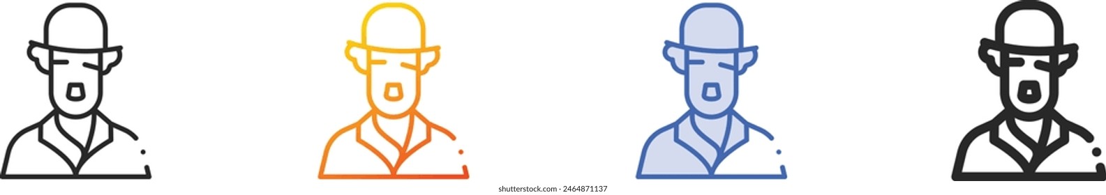 chaplin icon.Thin Linear, Gradient, Blue Stroke and bold Style Design Isolated On White Background