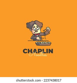 Chaplin noodles vector logo design.