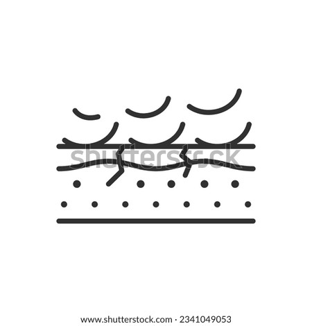 Chapped and flaky skin, linear icon. Line with editable stroke