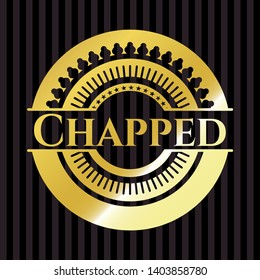 Chapped gold emblem. Vector Illustration. Detailed.