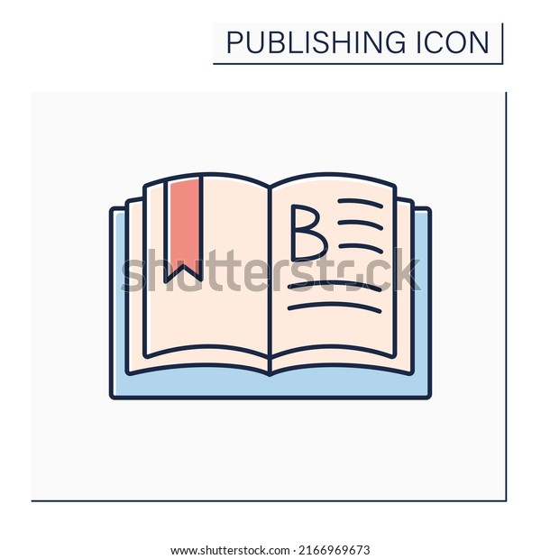 Chapter color icon. Main division of\
book.Separate parts into which book is divided. Chapter with number\
or title.Publishing concept. Isolated vector\
illustration