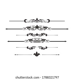 Chapter dividers and decorations set. Frame elements with elegant swirls, text separetors. Decoration for paper documents and certificates, line and waves vector isolated.