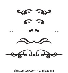 Chapter dividers and decorations set. Frame elements with elegant swirls, text separetors. Decoration for paper documents and certificates, line and waves vector isolated.