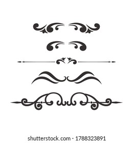 Chapter dividers and decorations set. Frame elements with elegant swirls, text separetors. Decoration for paper documents and certificates, line and waves vector isolated.