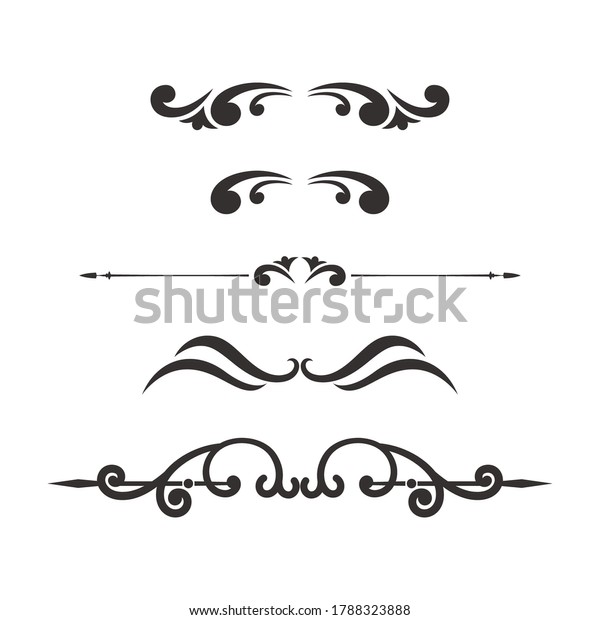 Chapter dividers and\
decorations set. Frame elements with elegant swirls, text\
separetors. Decoration for paper documents and certificates, line\
and waves vector\
isolated.