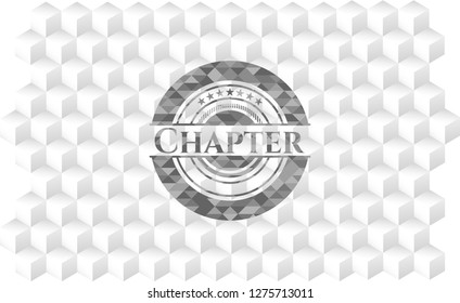 Chapter grey emblem. Retro with geometric cube white background