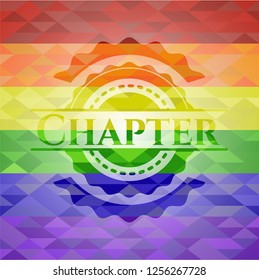 Chapter on mosaic background with the colors of the LGBT flag