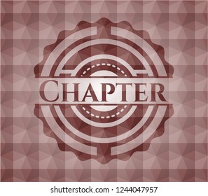 Chapter red seamless emblem with geometric background.