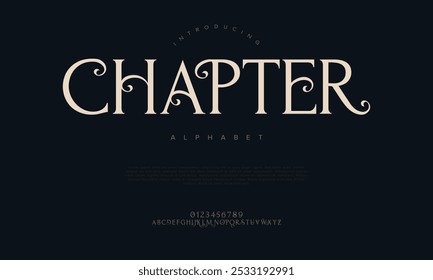 Chapter typography beauty fashion elegant minimalist serif italic fonts decorative wedding vintage retro logos. Minimal luxury font alphabet logo. Vector illustration