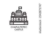 Chapultepec Castle Line Icon stock illustration.