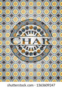 Char arabesque emblem background. arabic decoration.