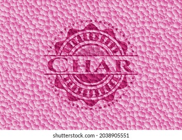 Char pink emblem with bubbles background. Vector Illustration. Detailed. 