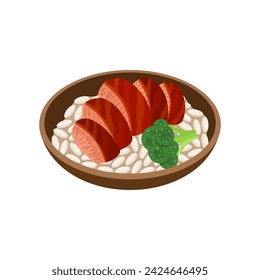 Char Siu Pork, traditional Chinese dish vector illustration