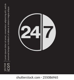 character 24 7 sign. 24/7