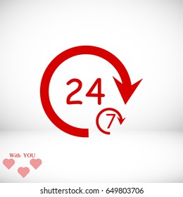 character 24 7 sign icon, best flat icon EPS