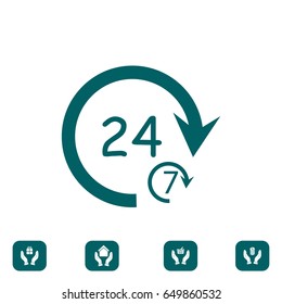 character 24 7 sign icon, best flat icon EPS