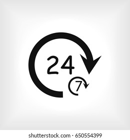 character 24 7 sign icon, best flat icon EPS
