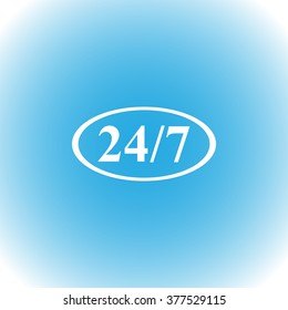 Character 24 7 sign. Vector icon