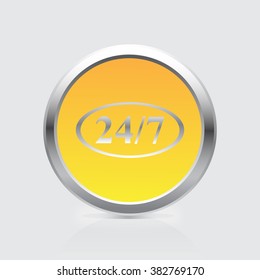 Character 24 7 sign. Vector icon