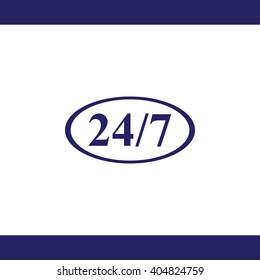Character 24 7 sign. Vector icon